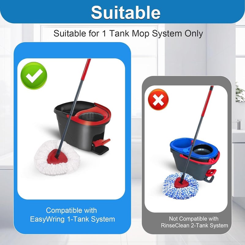SuperAbound 4 Pack Spin Mop Replacement Head Compatible with O Cedar EasyWring 1 Tank Microfiber, 30-58" Handle, Upgraded Triangle Mop Base and Scrub Brush Combo Set - Image 2